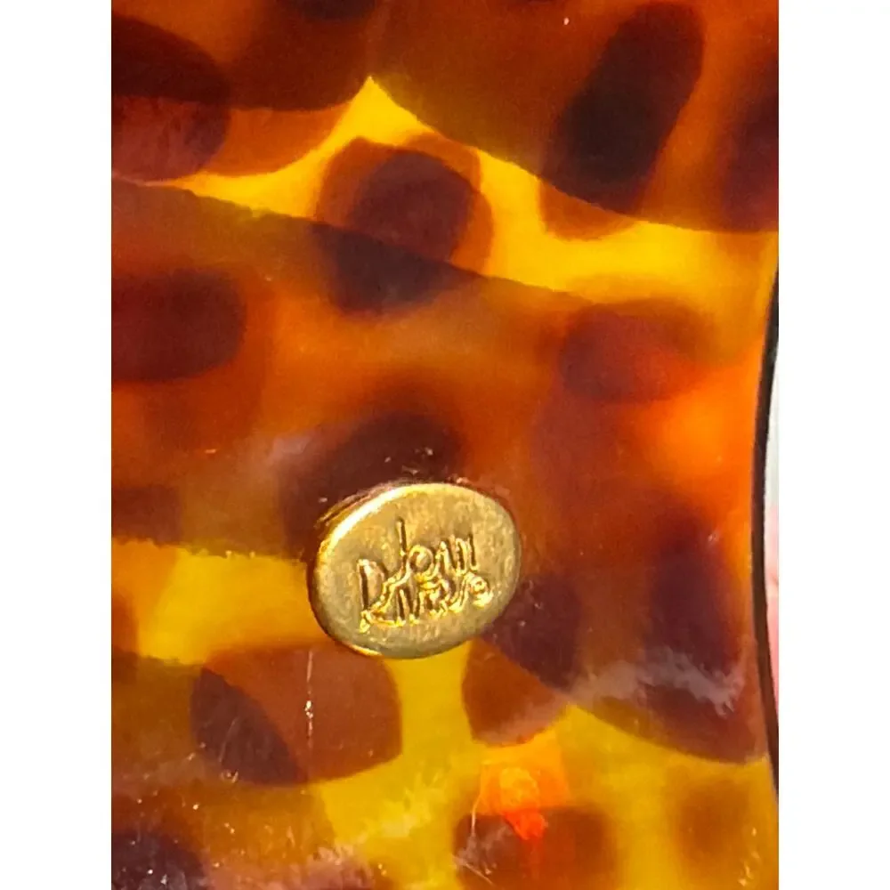 Joan Rivers Vintage Lucite Leopard Bangle Bracelet Signed 22cm Wide 1.5
